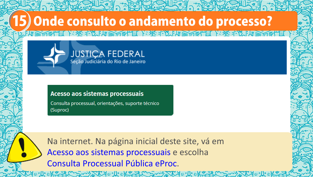 Ilustração com a logo da Justiça Federal e o bâner Acesso aos sistemas processuais