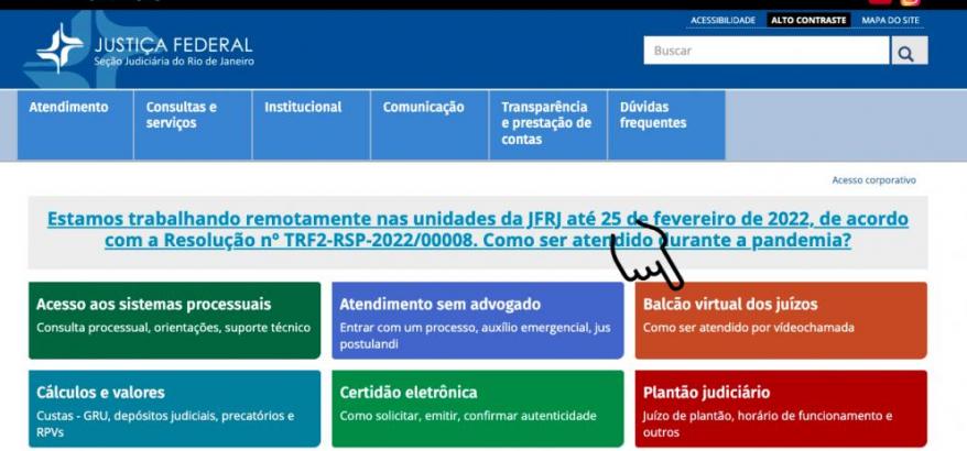 Conta de usuário  Justiça Federal – Seção Judiciária do Rio de Janeiro