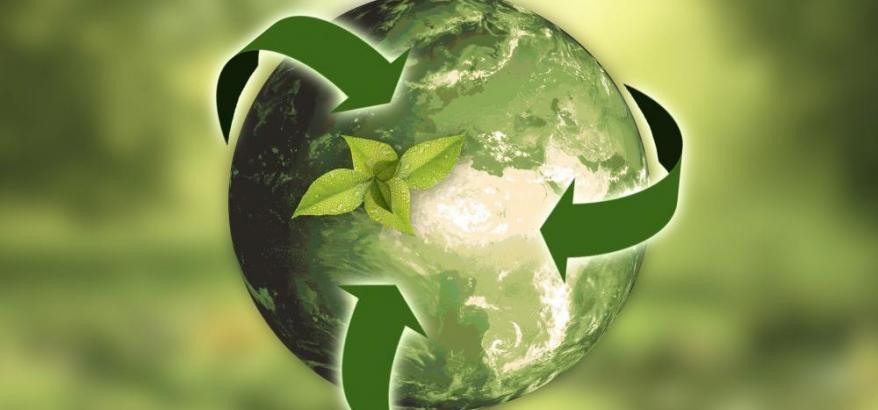 Imagem de um globo terrestre estilizado, em verde. Abaixo, o seguinte título em letras brancas; "JFRJ promove Semana do Meio Ambiente entre os dias 6 e 10 de junho"