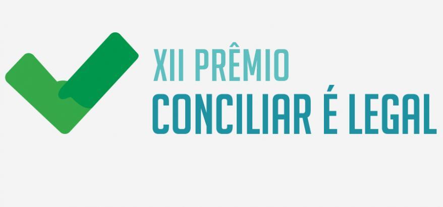 Texto escrito XII Prêmio Conciliar é Legal. Ao lado uma logo na cor verde que se assemelha à letra V