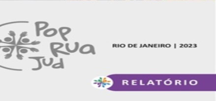 Detalhe cartaz. Abaixo, o seguinte título: "TRF2 lança Relatório PopRuaJud RJ 2023: Um panorama sobre serviços prestados e sobre público assistido pelo evento"